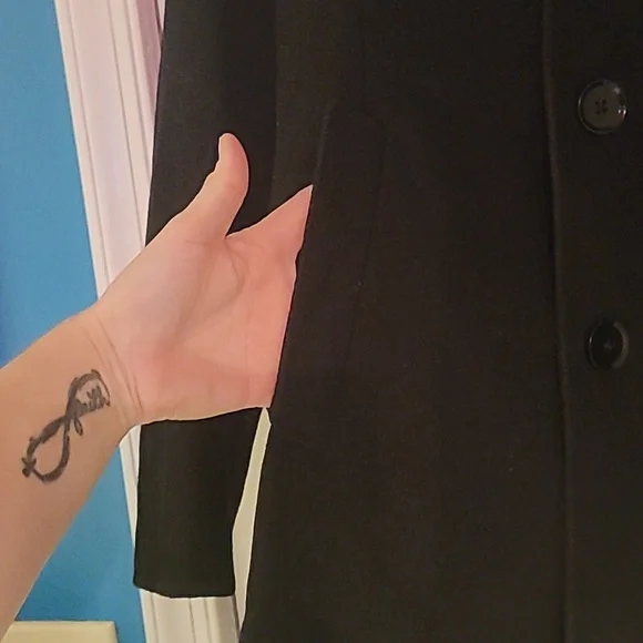 Express Men's Black Wool Blend Top Waist Length Coat Size Small - Picture 7 of 7